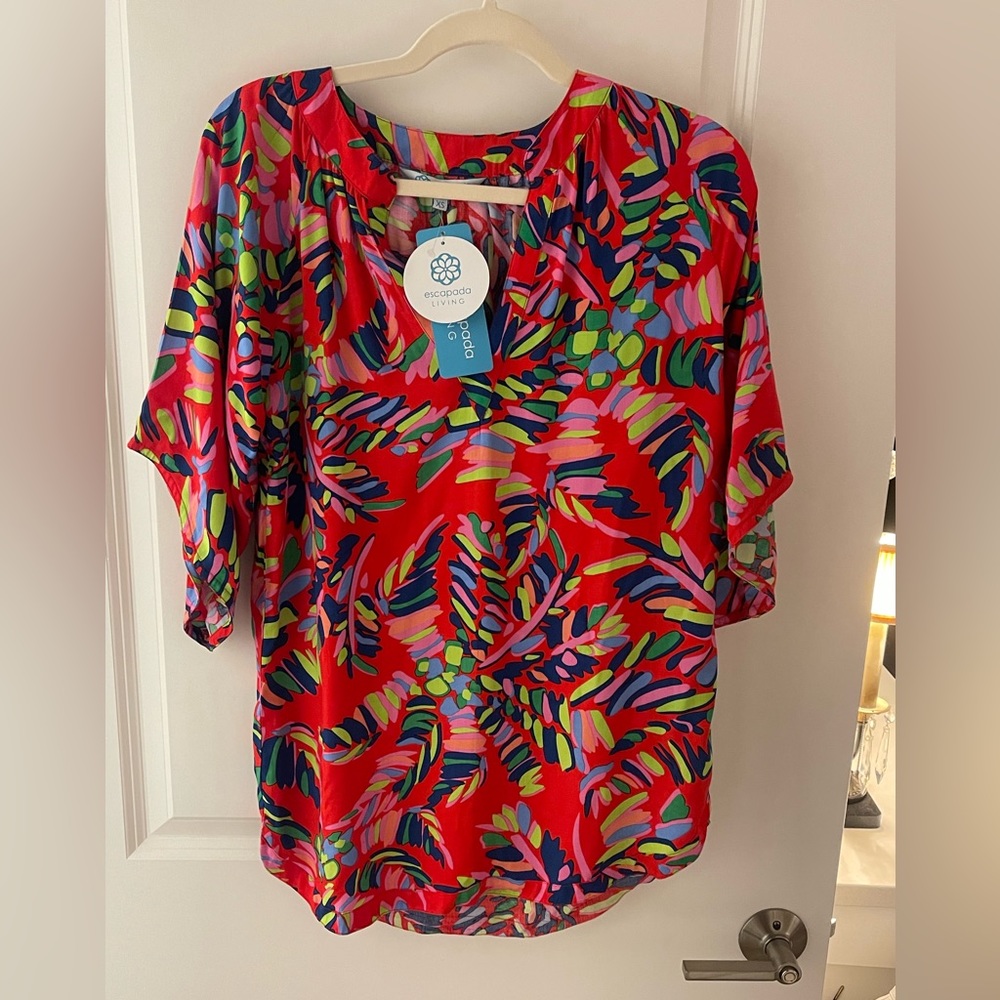 Escapada, Red Multi 3/4 Top/Tunic